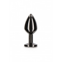 Анальная металлическая пробка M с черным камнем Butt Plug With Diamond Jewel Taboom