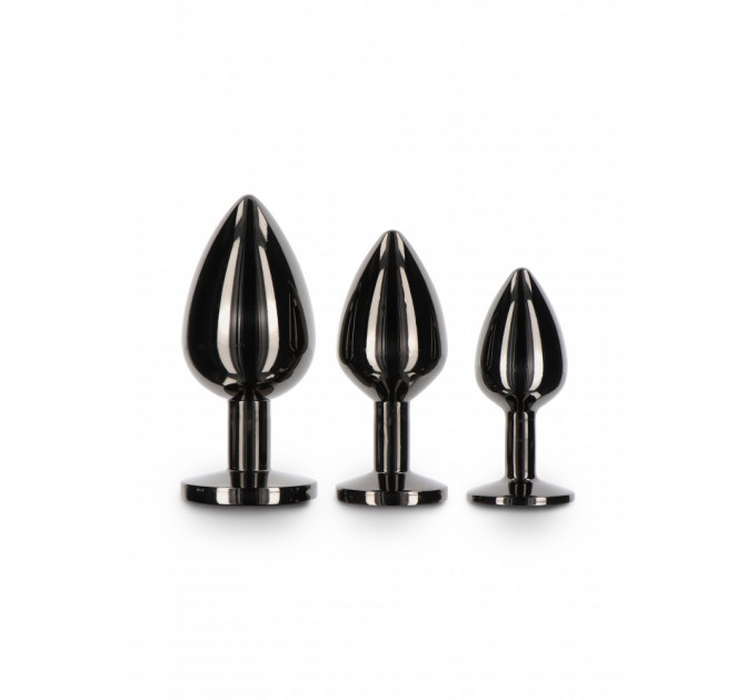 Анальна металева пробка M із чорним каменем Butt Plug With Diamond Jewel Taboom