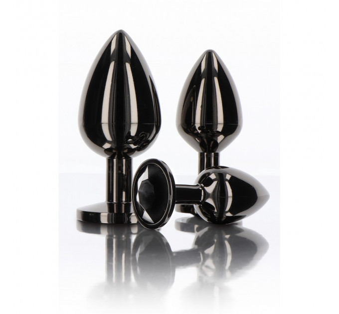 Анальна металева пробка M із чорним каменем Butt Plug With Diamond Jewel Taboom