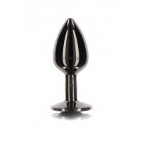 Анальная металлическая пробка M с черным камнем Butt Plug With Diamond Jewel Taboom