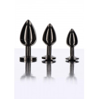 Анальная металлическая пробка M с черным камнем Butt Plug With Diamond Jewel Taboom