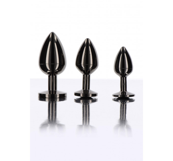 Анальна металева пробка M із чорним каменем Butt Plug With Diamond Jewel Taboom