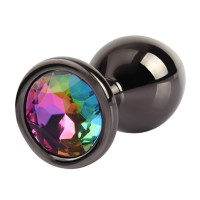 Анальна пробка чорна CHISA MATRIX MONT з різнокольоровим каменем, розмір M