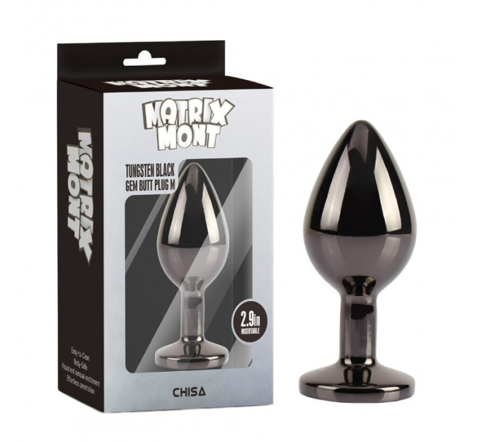 Анальна пробка чорна CHISA MATRIX MONT з різнокольоровим каменем, розмір M