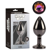 Анальна пробка чорна CHISA MATRIX MONT з різнокольоровим каменем, розмір M