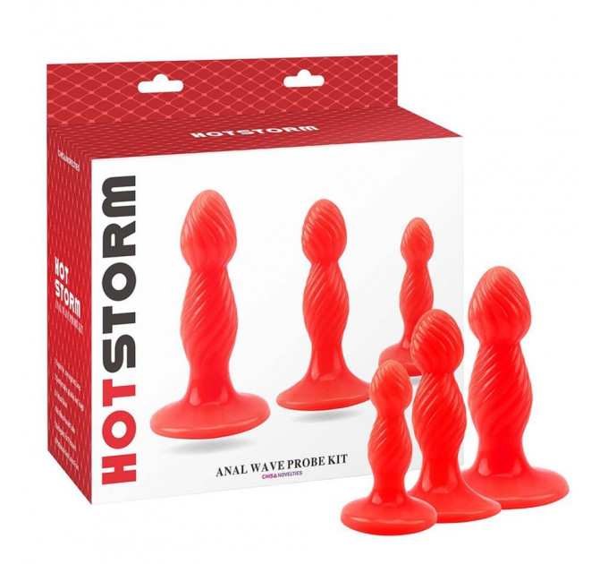 Анальная пробка Hot Storm на присоске, красная, размер L