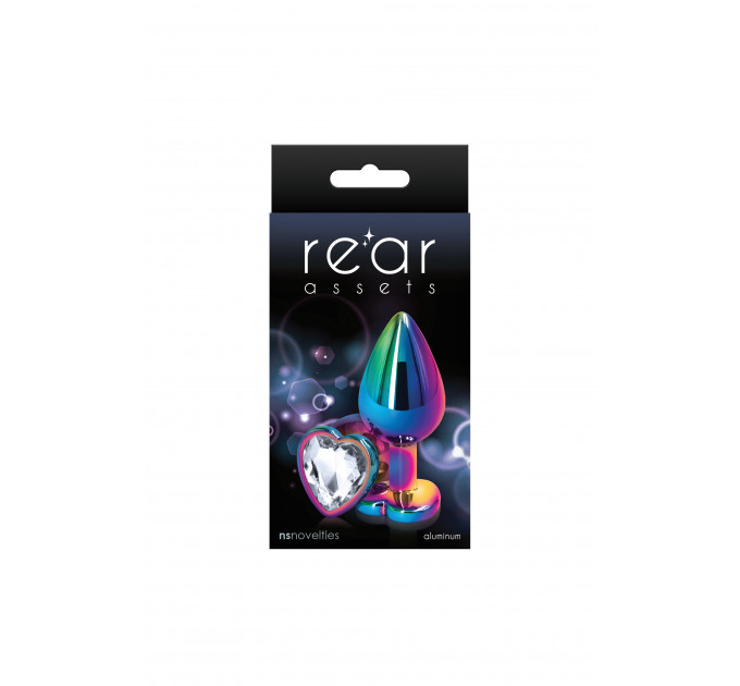 Анальная пробка NS Novelties REAR ASSETS MULTICOLOR HEART MEDIUM CLEAR