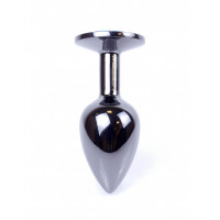 Анальная пробка с камнем Plug-Jewellery Dark Silver PLUG- Pink размер S