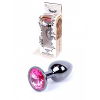 Анальная пробка с камнем Plug-Jewellery Dark Silver PLUG- Pink размер S