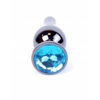 Анальная пробка из нержавеющей стали с камнем Plug-Jewellery Dark Silver BUTT PLUG- Light Blue