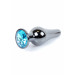 Анальная пробка из нержавеющей стали с камнем Plug-Jewellery Dark Silver BUTT PLUG- Light Blue