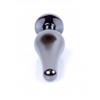 Анальная пробка из нержавеющей стали с камнем Plug-Jewellery Dark Silver BUTT PLUG- Light Blue