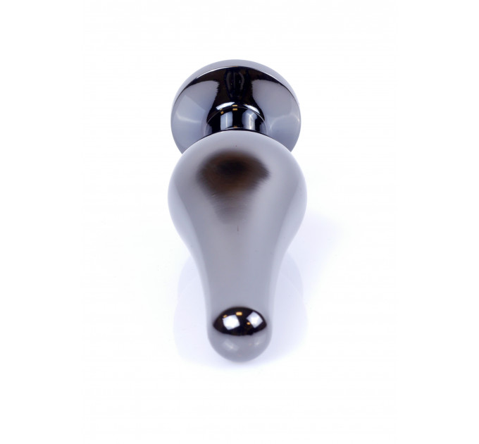 Анальная пробка из нержавеющей стали с камнем Plug-Jewellery Dark Silver BUTT PLUG- Light Blue