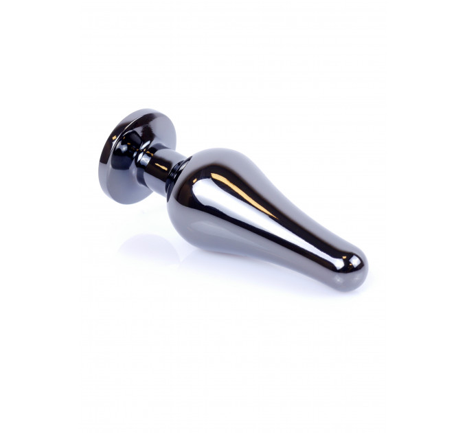 Анальная пробка из нержавеющей стали с камнем Plug-Jewellery Dark Silver BUTT PLUG- Light Blue
