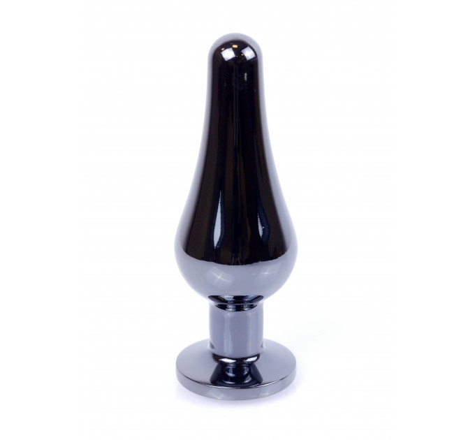 Анальная пробка из нержавеющей стали с камнем Plug-Jewellery Dark Silver BUTT PLUG- Light Blue