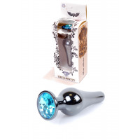 Анальная пробка из нержавеющей стали с камнем Plug-Jewellery Dark Silver BUTT PLUG- Light Blue Анальная пробка из нержавеющей стали с камнем Plug-Jewellery Dark Silver BUTT PLUG- Light Blue