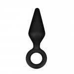 Анальный плаг с кольцом-стоппером Anal Adventures Platinum Silicone черный, 11.4 х 3.1 см
