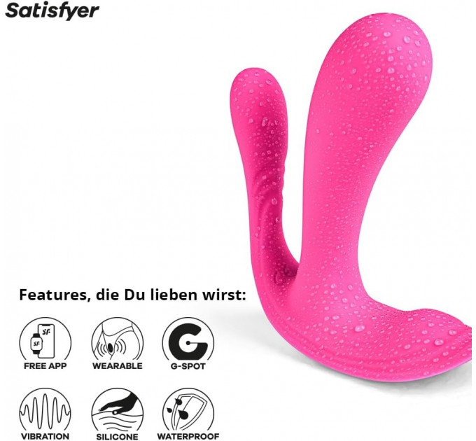 Подвійний вібратор Satisfyer Top Secret+ із додатком, рожевий