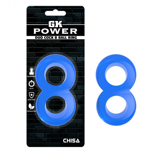 Эрекционное кольцо восьмерка Chisa GK Power, синее