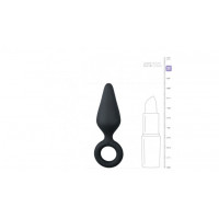 Анальна пробка зі стоппером-кільцем Easytoys, силіконова, чорна, 8.5 х 2.5 см