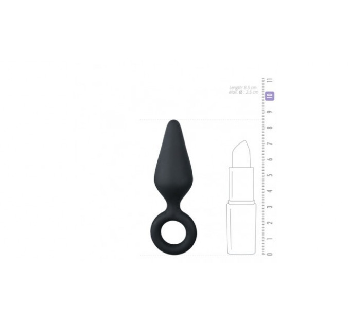 Анальная пробка со стоппером-кольцом Easytoys, силиконовая, чёрная, 8.5 х 2.5 см