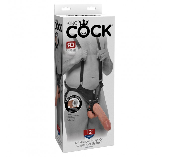 Фаллопротез великий реалістичний Pipedream King Cock страпон порожнистий, 30 см х 5.8 см