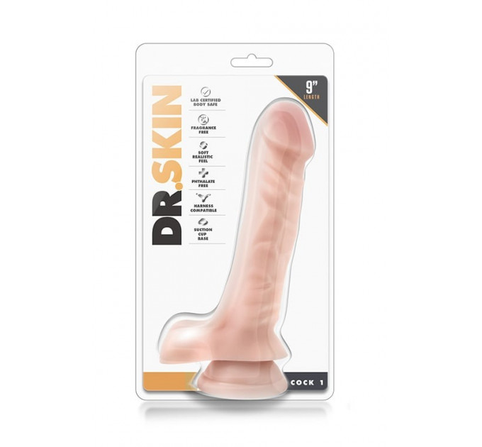 Фалоімітатор реалістичний Blush Dr. Skin на присосці, бежевий