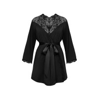 Халат черный Obsessive Bellastia peignoir XS/S