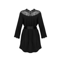 Халат черный Obsessive Bellastia peignoir XS/S