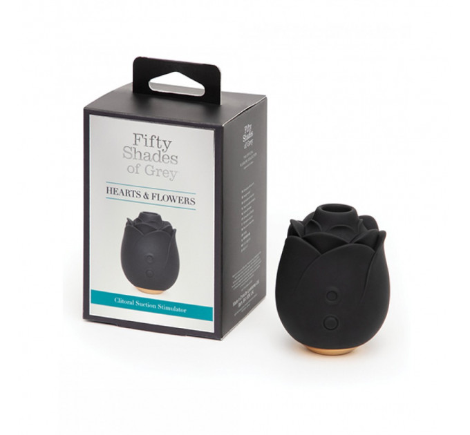 Клиторальный стимулятор в форме розы Fifty Shades of Grey Rose Clitoral Suction черного цвета