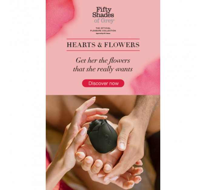 Клиторальный стимулятор в форме розы Fifty Shades of Grey Rose Clitoral Suction черного цвета