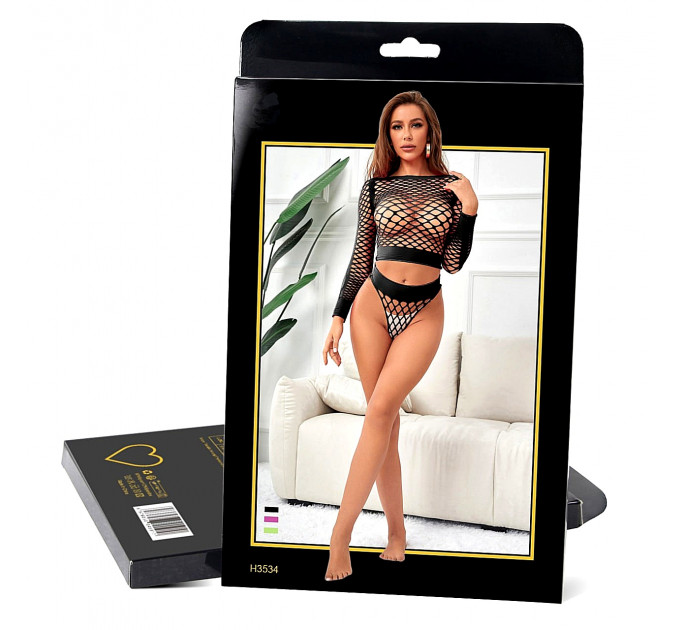 Комплект у велику сітку, топ з трусиками Star Night, рожевий, XS-M