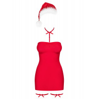 Комплект- платье и шапка Санты Obsessive Kissmas chemise, красный, XXL