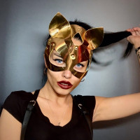 Маска-кошка из тонкой кожи DS Fetish золотая