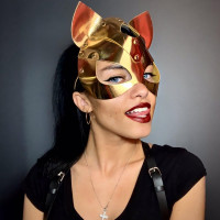 Маска-кошка из тонкой кожи DS Fetish золотая