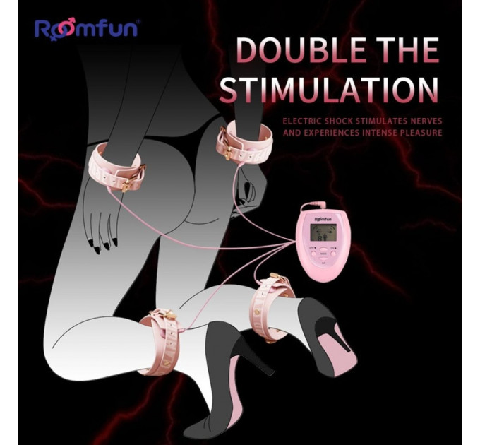 Набір БДСМ з електростимуляцією Roomfun Bondage Gear With Massager рожевий