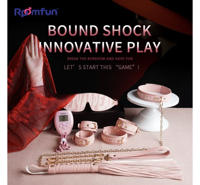 Набір БДСМ з електростимуляцією Roomfun Bondage Gear With Massager рожевий