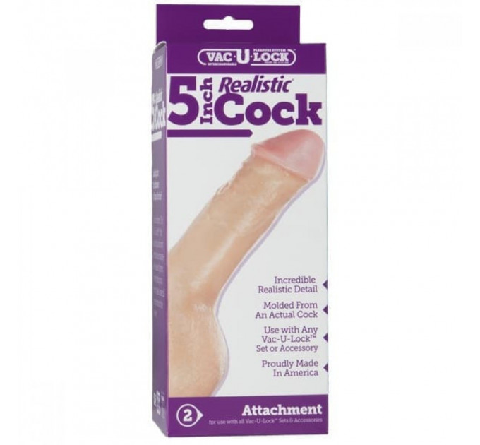 Насадка на страпон реалистичная с креплением Vac-U-Lock Doc Johnson 5 Inch Realistic Cock