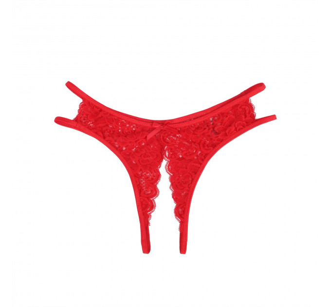 Відкриті трусики з інтимним вирізом StarNight, мереживні, червоні, S