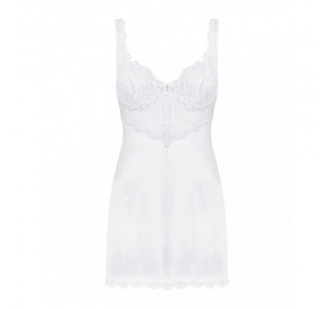 Пеньюар Obsessive Amor Blanco мереживний, з трусиками в комплекті, білий, L/XL