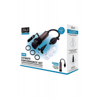 Помпа для пениса Zolo Ultimate Performance Set включающая в себя набор из 6 предметов, черный