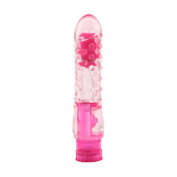 Вибратор с рельефом Chisa Crystal Jelly Pleaser на батарейках, розовый