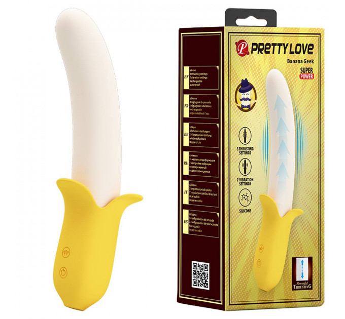 Вибратор в форме банана Pretty Love Banana Geek с фрикциями, 19.5 х 3.1 см