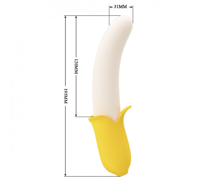 Вибратор в форме банана Pretty Love Banana Geek с фрикциями, 19.5 х 3.1 см