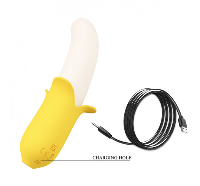 Вибратор в форме банана Pretty Love Banana Geek с фрикциями, 19.5 х 3.1 см