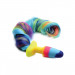 Анальний райдужний затор Rainbow Unicorn Anal Plug With Tail з хвостом
