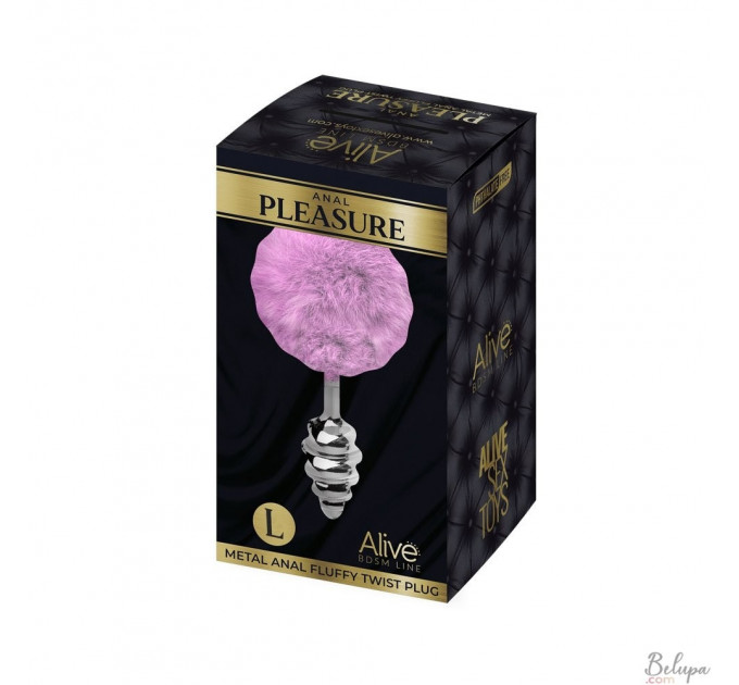 Анальна пробка Alive Anal Pleasure із світло-фіолетовим хвостиком, L