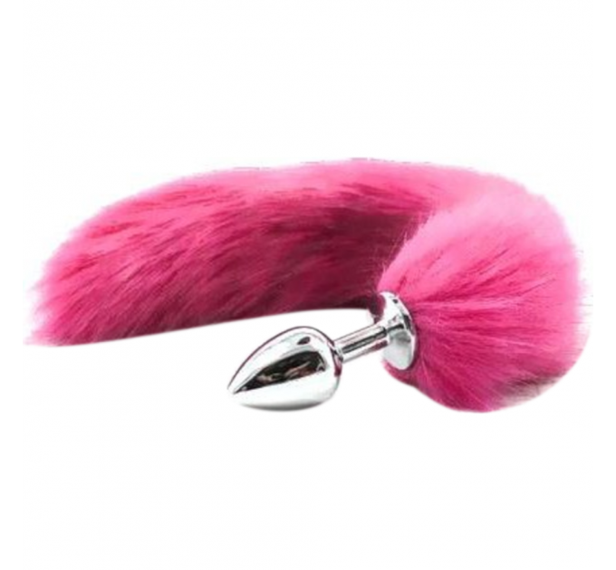 Анальная пробка S лисий хвост DS Fetish Anal plug S faux fur fox tail Pink polyeste