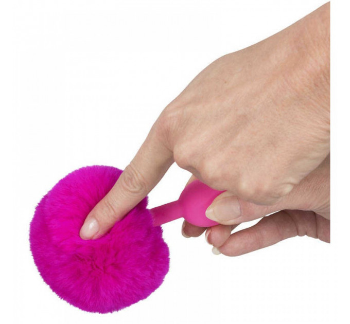 Анальная пробка с помпоном Pink Colorful Joy Bunny Tail Plug, силикон