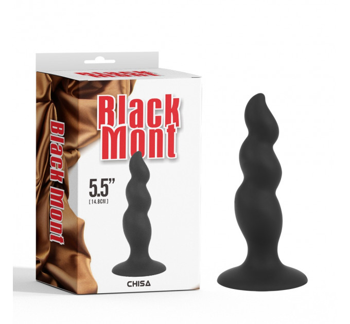 Анальная пробка с волнистой поверхностью Chisa Black Mont черная, 4.8 см